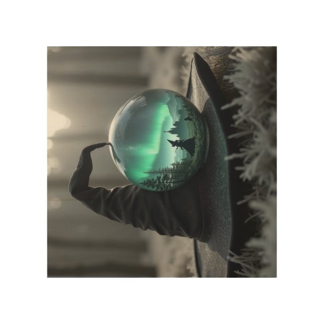 Witches hat and Crystal ball Wood Wall Art (Front)