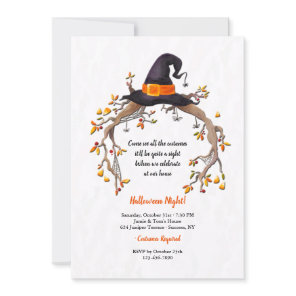 Witches Hat Halloween Party Invitation