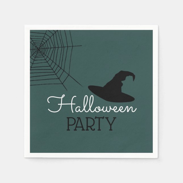 Witches Hat & Web, Halloween Party Napkins (Front)