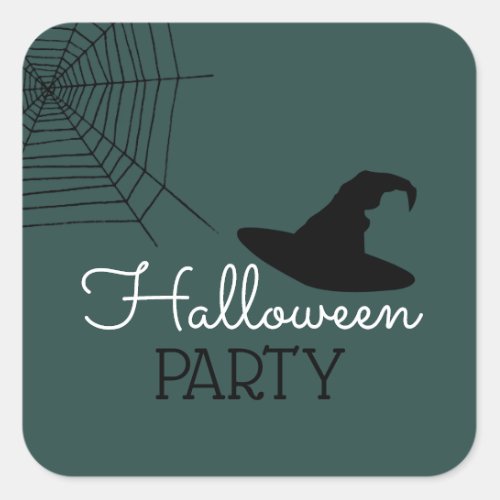 Witches Hat  Web Halloween Party Square Sticker