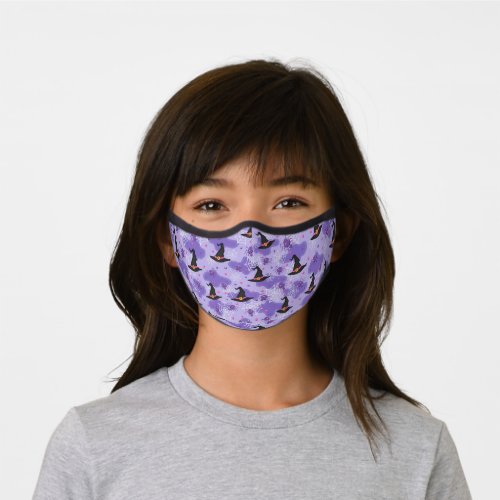 Witches Hats Spiders And Webs Purple Premium Face Mask