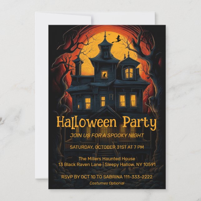 Witches Haunted House Halloween Party Invitation (Front)