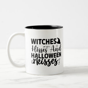 Witches Hisses And Halloween Kisses Two-Tone Coffee Mug