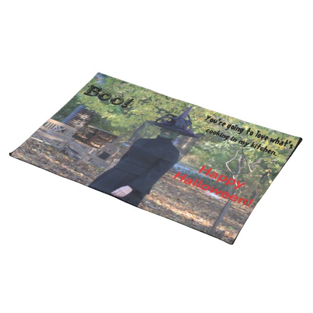 Witches Kitchen Fun Halloween Cloth Placemat (On Table)