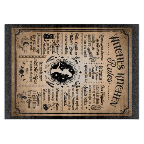 Witches Kitchen Rules Vintage Halloween Cutting Board
