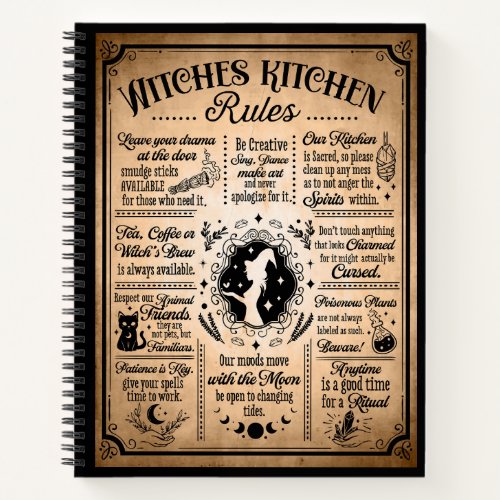 Witches Kitchen Rules Vintage Halloween Notebook