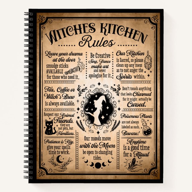 Witches Kitchen Rules Vintage Halloween Notebook (Front)