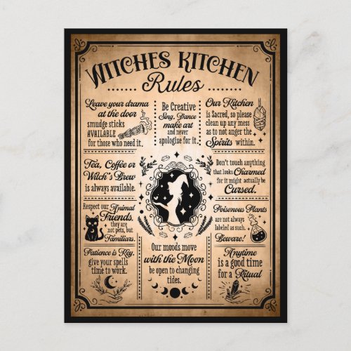 Witches Kitchen Rules Vintage Halloween Postcard