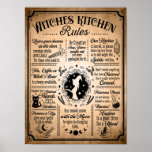 Witches Kitchen Rules Vintage Halloween Poster<br><div class="desc">Witches Kitchen Rules for the witch in the kitchen!</div>