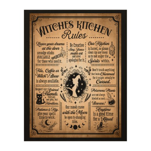 Witches Kitchen Rules Vintage Halloween Wood Wall Art