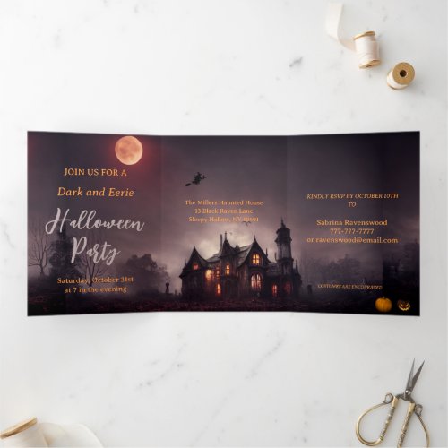 Witches Lair Halloween Party Tri_Fold Invitation
