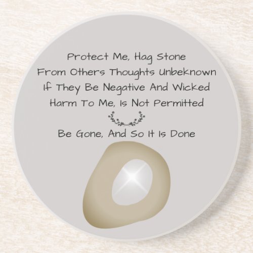 Witches Magic Hag Stone Protection Spell Gray Coaster