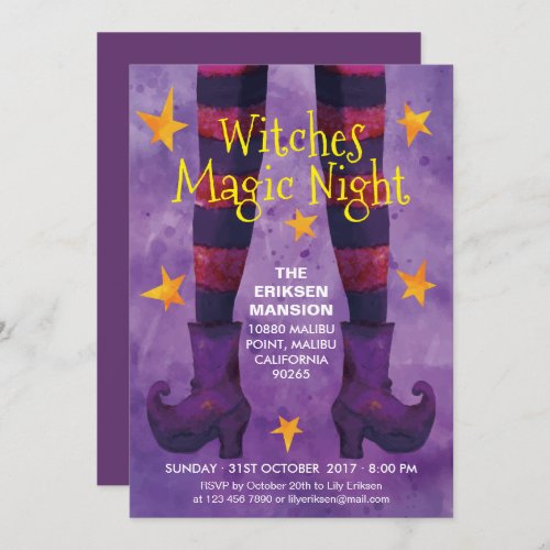 Witches Magic Night Halloween Party Invitation