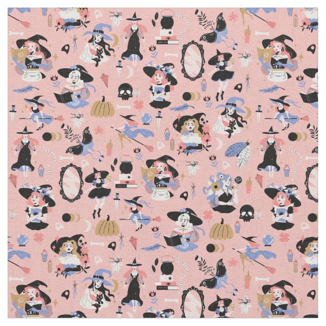 witches magic occult fantasy whimsical witchcraft fabric (Close Up)