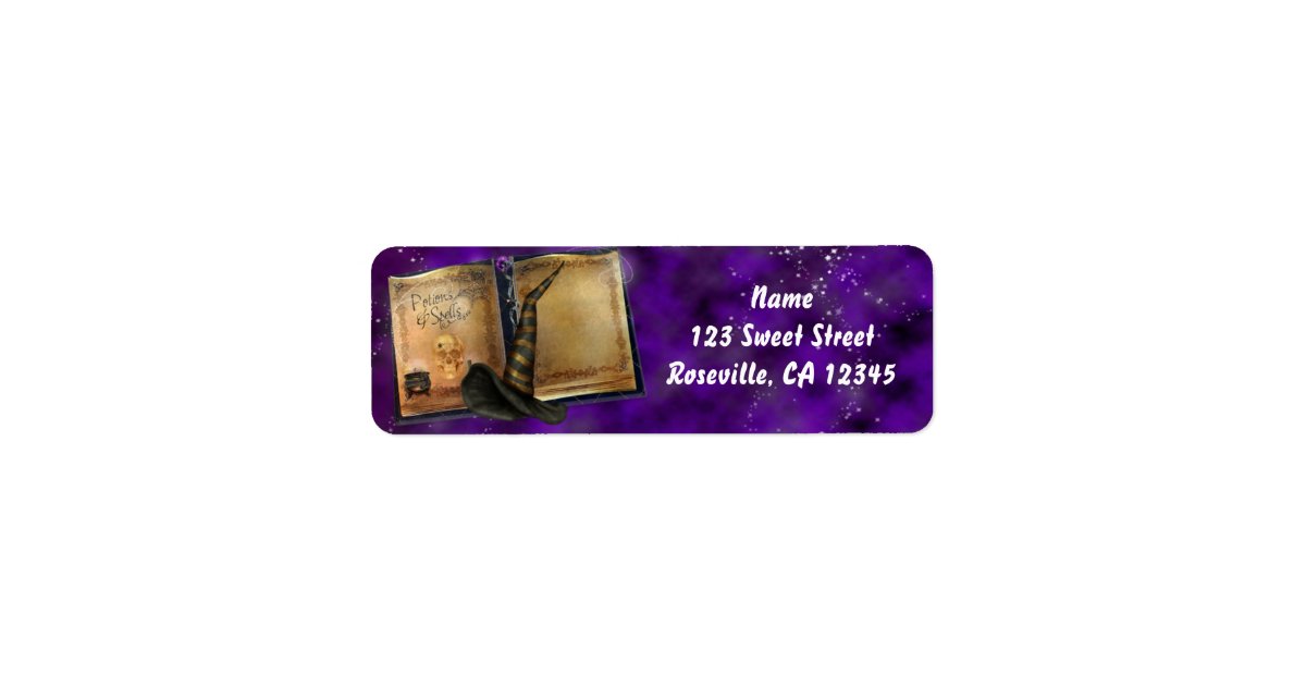 Witches Magic Spell Book Halloween Party Label | Zazzle