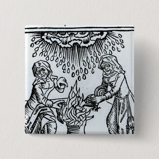 Witches Making a Spell, 1489 Pinback Button (Front)