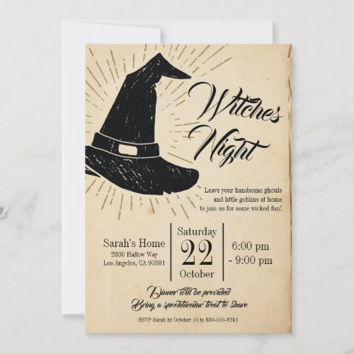 Witches Night Girls Night Out Halloween Party Invitation