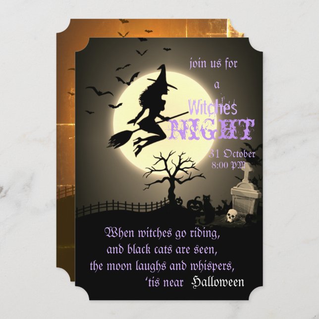 Witches Night, Halloween Invitation (Front/Back)