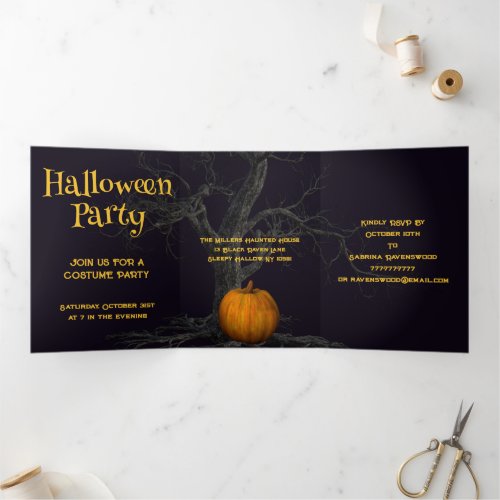 Witches Night Halloween Party Tri_Fold Invitation