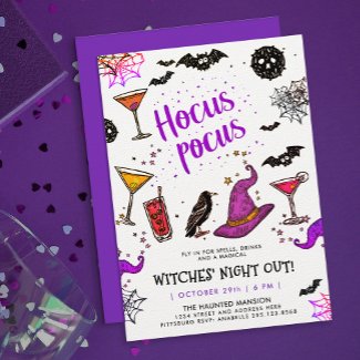 Witches Night Out Fun Colorful Cocktail Scribble