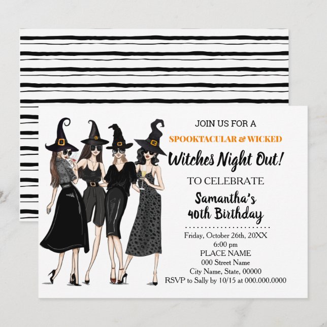 Witches night out halloween Birthday Invitation (Front/Back)