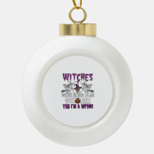 Witches October Halloween Skull Witch Hat Pumpkin_ Ceramic Ball Christmas Ornament