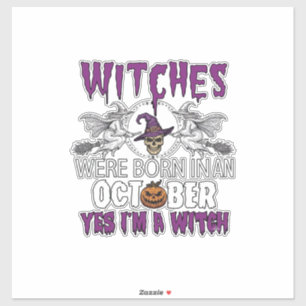 Witches October Halloween Skull Witch Hat Pumpkin_ Sticker