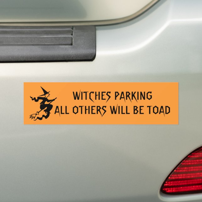 Witches Parking Bumper Sticker (On Car)
