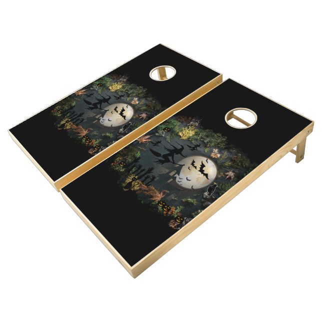 Witches Party Night Cornhole Set (Angled)
