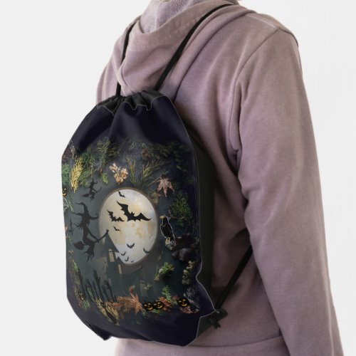 Witches Party Night Drawstring Bag