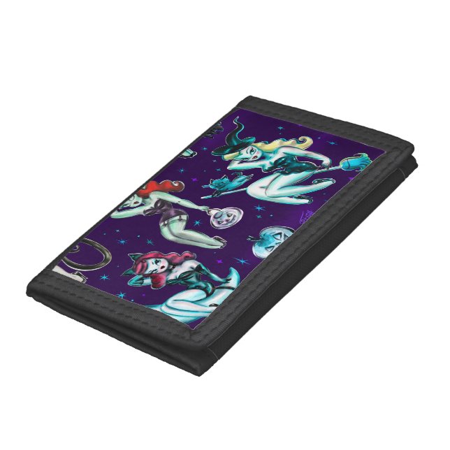 Witches Pattern by Miss Fluff Tri-fold Wallet (Bottom)