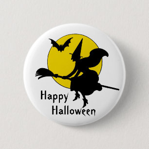 Witches Ride Happy Halloween Pinback Button