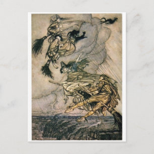 Witches Ride vintage postcard
