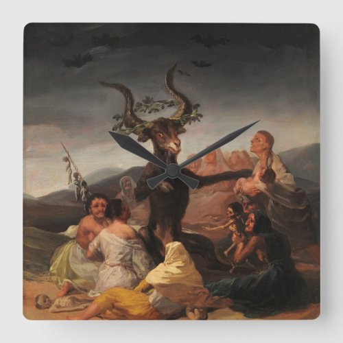 Witches Sabbath by Francisco de Goya Square Wall Clock
