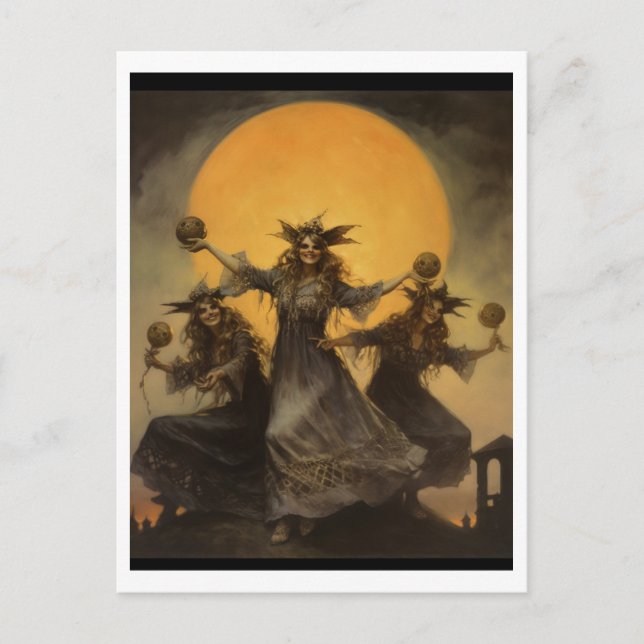 Witches Sabbath, Halloween  Invitation Postcard (Front)