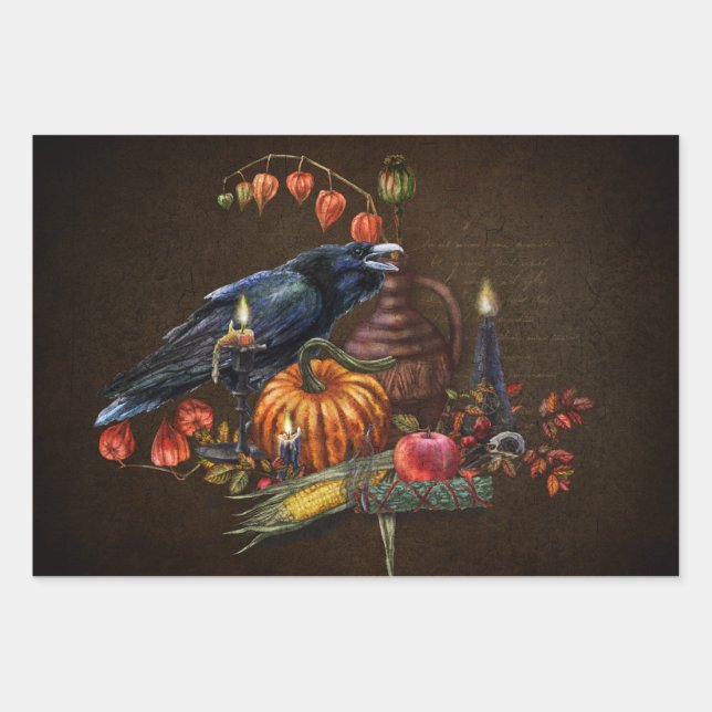 Witches Samhain And Thanksgiving Rituals Wrapping Paper Sheets (Front)