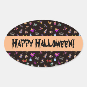 Witches seamless pattern oval sticker