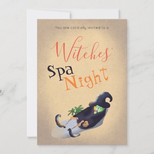 Witches Spa Night Funny Halloween Party Tan Invitation