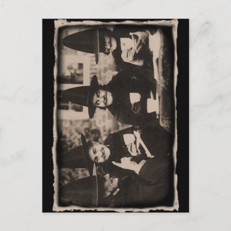 Witches Tea Party – Old Black/white Postcard