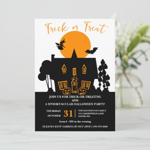 Witches Trick or Treat Halloween Party Invitation