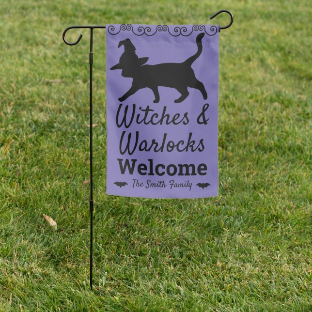 Witches & Warlocks Black Cat Halloween Garden Flag (In SItu)