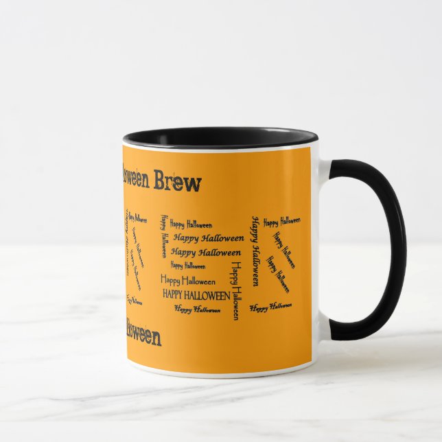 Witches' Warlocks' Happy Halloween Orange Black Mug (Right)