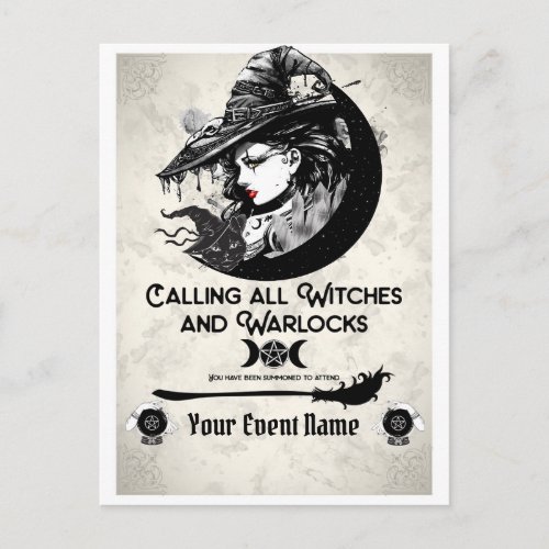 Witches  Warlocks Vintage Witch Halloween Party Postcard