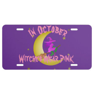 Witches Wear Pink In October Thunder_Cove License Plate