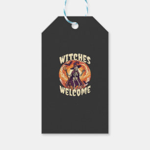 Witches Welcome Halloween Skeleton Witch Broom Bat Gift Tags