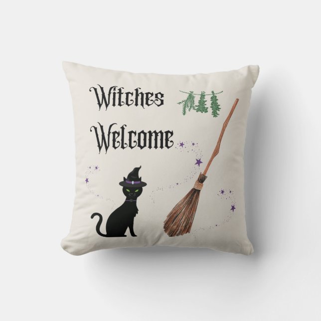 Witches Welcome Throw Pillow (Front)