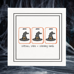 Witches, Wine & Winning Hands Halloween Mahjong Napkins
