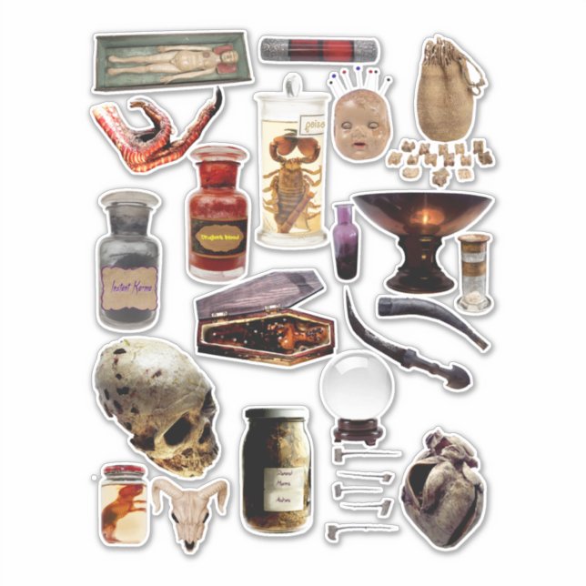 Witches Witchcraft magic Tools Collage sheet  Sticker (Front)