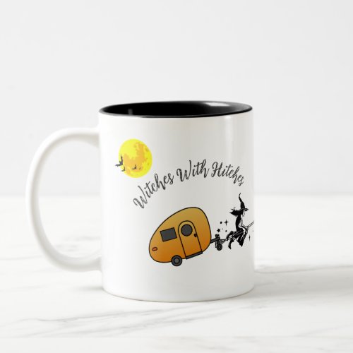 Witches With Hitches Halloween Camper Two_Tone Coffee Mug