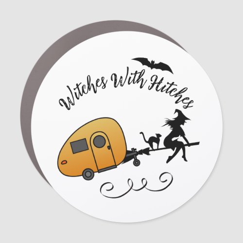 Witches With Hitches Halloween Car Magnet